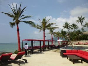Beach Republic Hotel beachfront sunbeds Lamai beach Samui